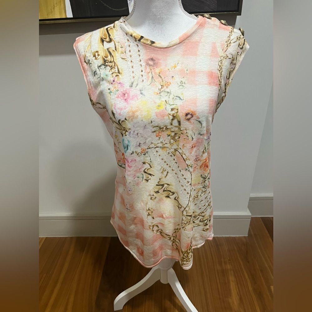 Balmain linen tee shirt size 36 US Small